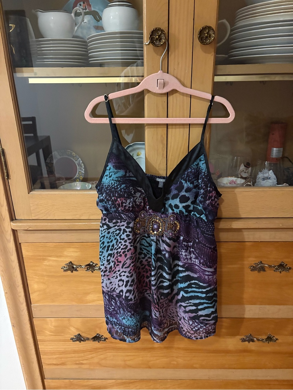 Vintage Y2K cheeta print baby doll tank top women's size medium